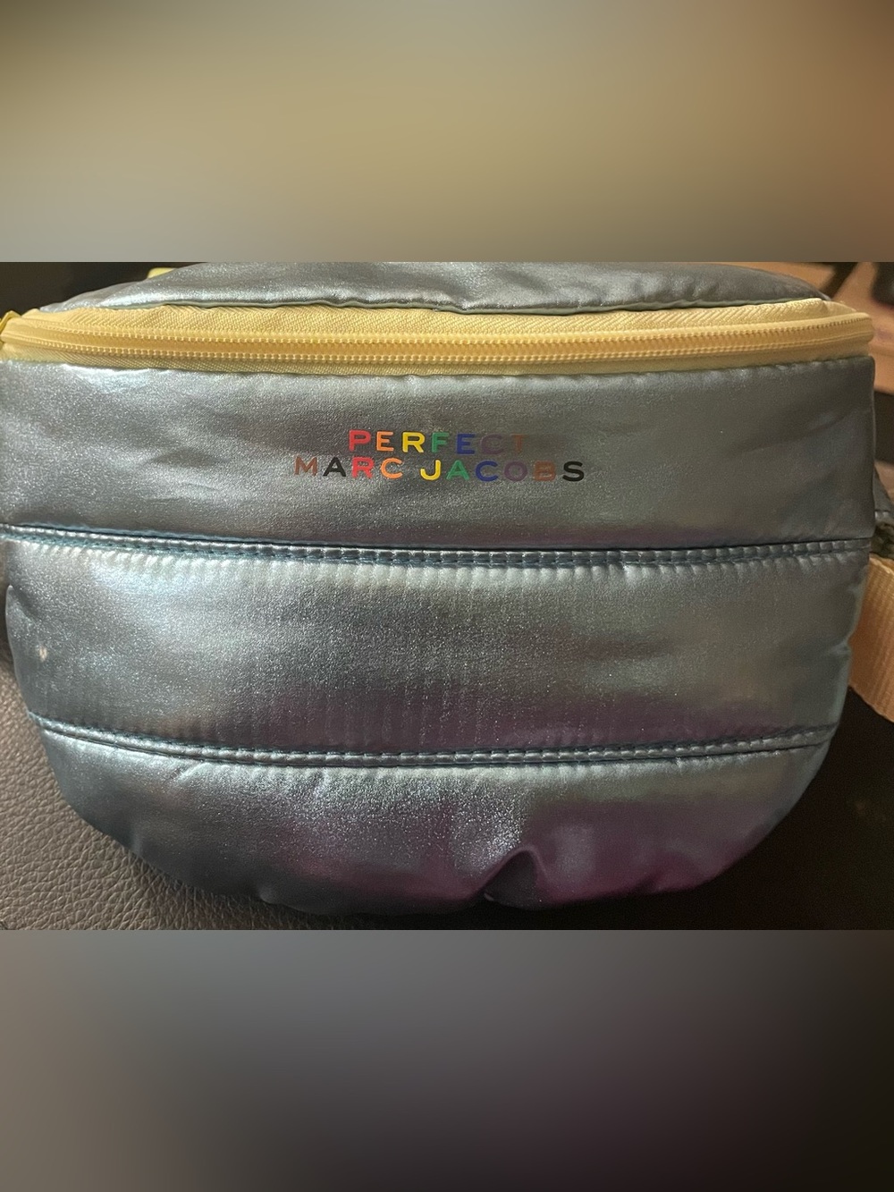Marc Jacobs Iridescent Blue Belt Bag with Yellow Trim